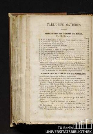 Table de matière