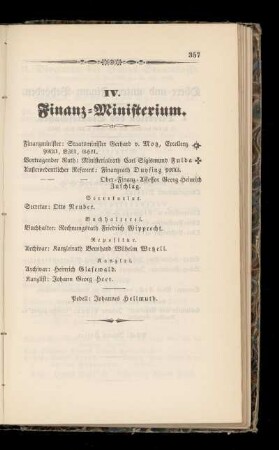 IV. Finanz=Ministerium.