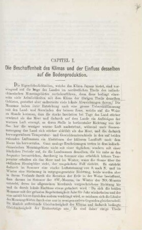 Capitel I. Die Beschaffenheit des Klimas und der Einfluss desselben auf die Bodenproduktion