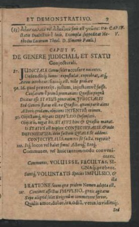 Caput V. De Genere Judiciali, Et Statu Coniecturali.