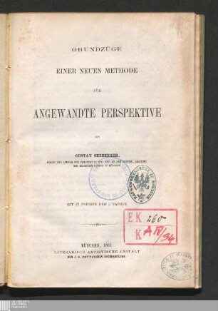 Grundzüge einer neuen Methode für angewandte Perspektive : mit 5 Tafeln
