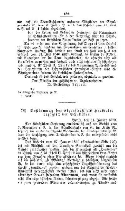 Bestimmung der Eigenschaft als Hausvater bezüglich der Schullasten : [V. Elementarschulwesen]
