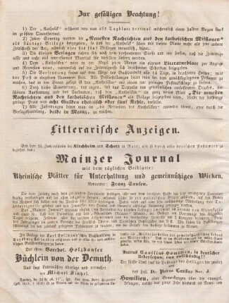 Zur gefälligen Beachtung