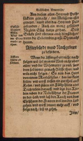 Affterbürde unnd Nachgeburt zu befördern.