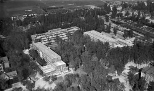 Dresden-Johannstadt. Stadtkrankenhaus Johannstadt (Universitätsklinikum Carl Gustav Carus, Chirurgische und Kinderklinik). Luftbild-Schrägaufnahme von Südwest