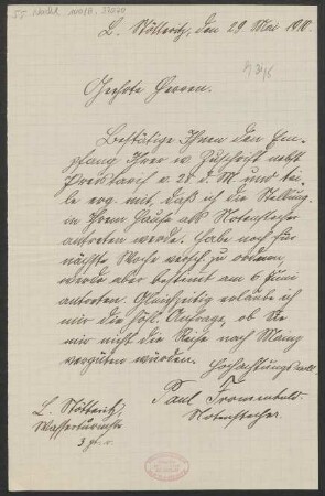 Brief an B. Schott's Söhne : 29.05.1910