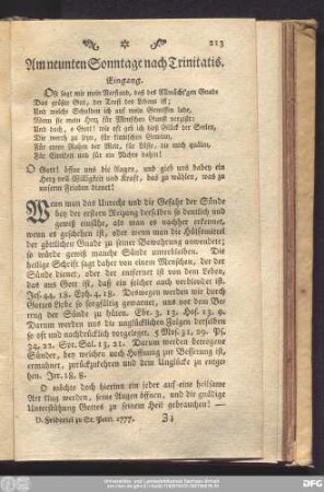 Am neunten Sonntage nach Trinitatis.
