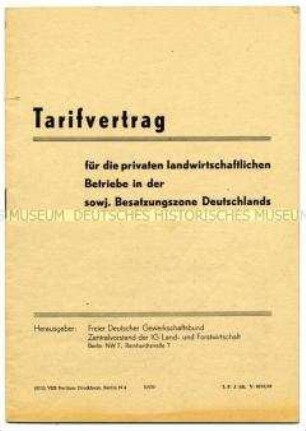 Tarifvertrag für die landwirtschaftlichen Betriebe in der sowjetischen Besatzungszone Deutschlands