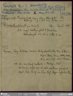 Bd.6: Schlegels ungebundener (jetzt auch gebundener) Briefwechsel, alphabetisch geordnet. Konvolut R - S.