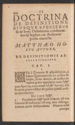 De Definitionis Appellationibus. Cap. I.