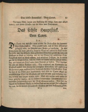Das sechste Hauptstück. Vom Canon