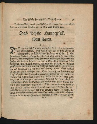 Das sechste Hauptstück. Vom Canon