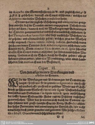 Caput II. Von den allgemeinen Wirckungen und effecten der Comenten.