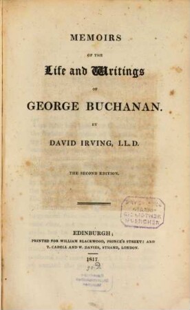 Memoirs of the Life and Writings of George Buchanan