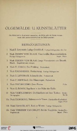 Ölgemälde und Kunstblätter (Nr. 1-126a)