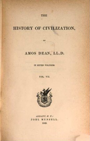 The History of Civilization : By Amos Dean, VII