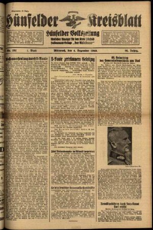 Erste Ausgabe vom Mittwoch, den 04. Dezember 1940.