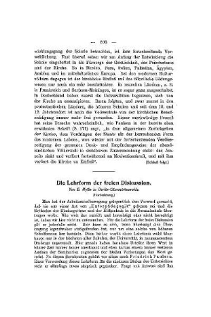 Die Lehrform der freien Diskussion : (Fortsetzung)