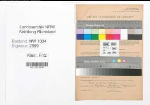 Entnazifizierung Fritz Klein , geb. 00.00.0000 (Major)