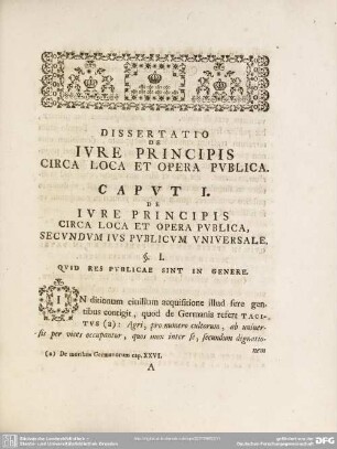 Caput I. De Iure Principis Circa Loca Et Opera Publica, Secundum Ius Publicum Universale