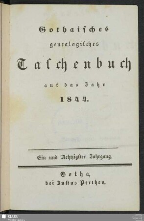 81.1844: Gothaisches genealogisches Taschenbuch