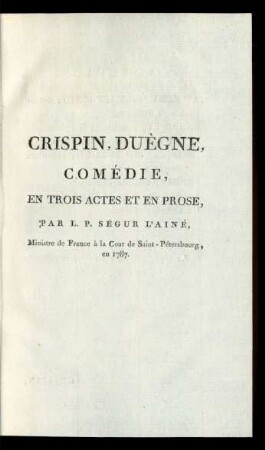 Crispin, Duègne : Comédie, En Trois Actes Et En Prose