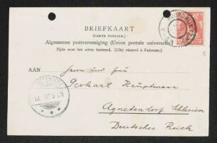 Brief von Hermann Bahr an Gerhart Hauptmann und Margarete Hauptmann