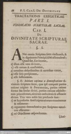 Tractationis Exegeticae Pars I. Vindicatio Scripturae Sacrae