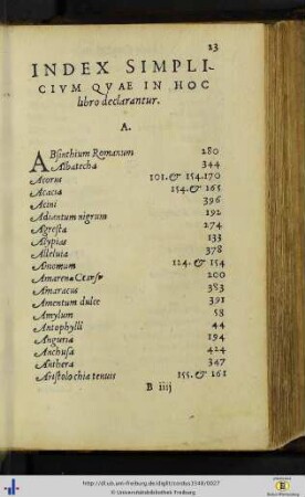 Index simplicium quae in hoc libro declarantur.