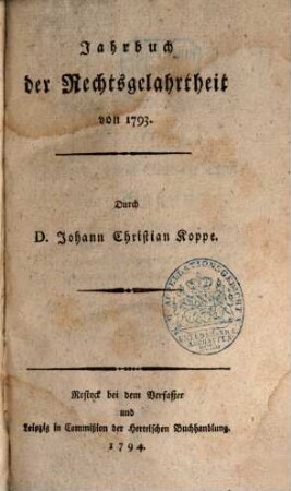 Juristischer Almanach : auf d. Jahr .... 1794
