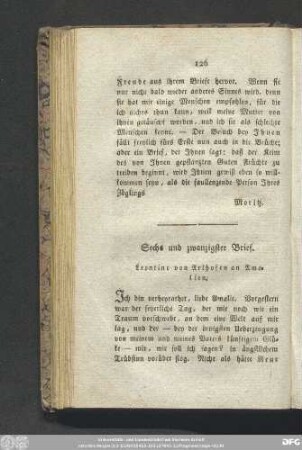 Sechs und zwanzigster Brief. Leontine von Arlhofen an Amalien.