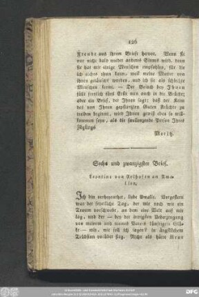 Sechs und zwanzigster Brief. Leontine von Arlhofen an Amalien.