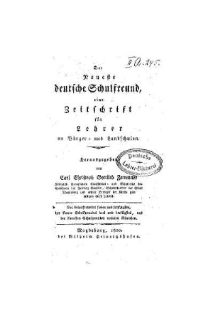 9: Der neueste deutsche Schulfreund - 1820