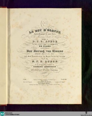 Le Duc d'Olonne : opéra comique en trois actes