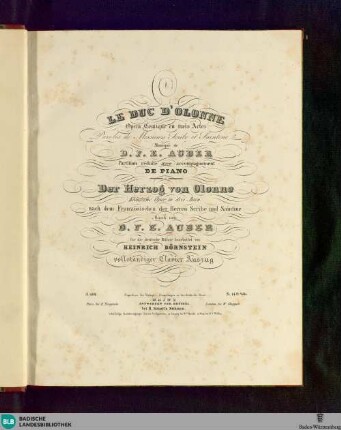 Le Duc d'Olonne : opéra comique en trois actes