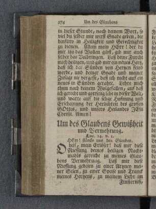 Um des Glaubens Gewißheit und Vermehrung.
