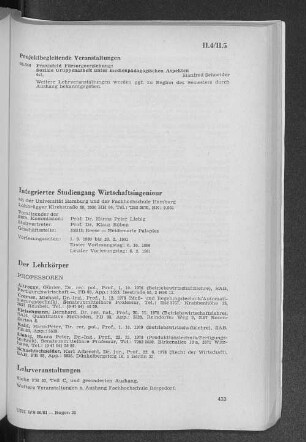 II.5 Integrieter Studiengang, Wirtschaftsingenieur