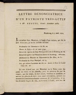1-4, Lettre Dénonciatrice D'Un Patriote