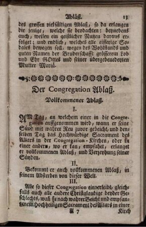 Der Congregation Ablaß.