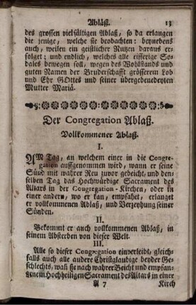 Der Congregation Ablaß.