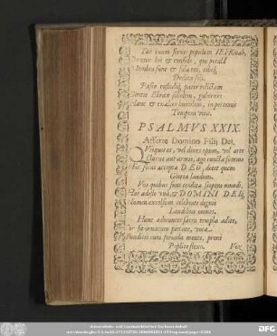 Psalmus XXIX. Afferte Domino Filii Dei.