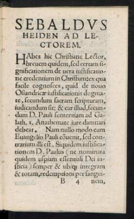 Sebaldus Heiden Ad Lectorem.