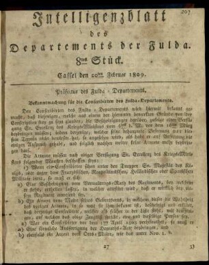 8tes Stueck, den 20ten Februar 1809