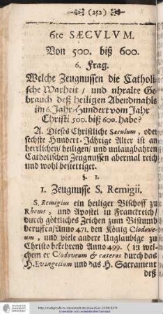 I. Zeugnusse S. Remigii.