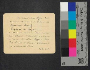 Einladung von General Abdul-Rahim Pacha, Gouverneur intérimaire de la Palestine an Fregatten-Kapitän Karpf