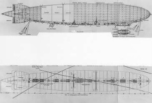 LZ 126 ("Amerikaluftschiff"), Längsschnitt : Technikgeschichte | Maschinenbau | Verkehrswesen | Luftfahrzeuge | Das Amerika Luftschiff LZ 126 (ZR III)