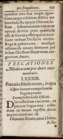 Precationes Medicorum pro donis taciturnitatis.