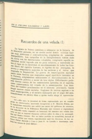 Recuerdos de una velada