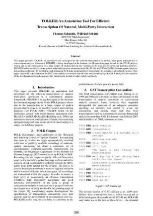 FOLKER : an annotation tool for efficient transcription of natural, multi-party interaction