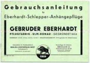 Gebrauchsanleitung für Eberhardt-Schlepper-Anhängepflüge